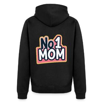 Nummer 1 Mama – Bunt & Liebevoll Muttertag - Unisex Premium Bio Zip Hoodie - Schwarz - Hinten - Nico (187cm)