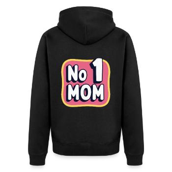 Nummer 1 Mama – Bunt & Liebevoll Muttertag - Unisex Premium Bio Zip Hoodie - Schwarz - Hinten - Nico (187cm)