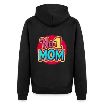 Nummer 1 Mama – Bunt & Liebevoll Muttertag - Unisex Premium Bio Zip Hoodie - Schwarz - Hinten - Nico (187cm)