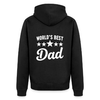 Worlds Best Dad Bester Papa der Welt Vatertag - Unisex Premium Bio Zip Hoodie - Schwarz - Hinten - Nico (187cm)