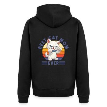 Cat Best Cat Mom Ever Cat Mom Funny Saying - Unisex Premium Organic Zip Hoodie - black - Back - Nico (187cm)