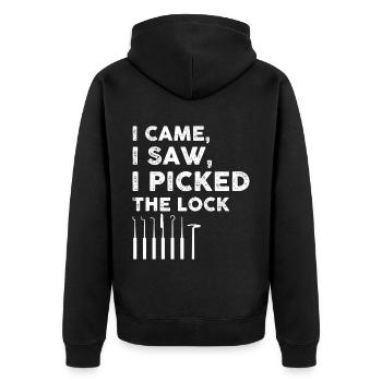 Lock Picking Locking Technician Schlossdienst Design - Unisex Premium Organic Zip Hoodie - black - Back - Nico (187cm)