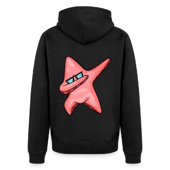 Seestern - Unisex Premium Bio Zip Hoodie - Schwarz - Hinten - Nico (187cm)
