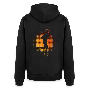 Jogging Runner Marathon Laufen Running - Unisex Premium Organic Zip Hoodie - black - Back - Nico (187cm)