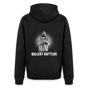 Ballert Gottlos Bier Saufen Biere Biergarten - Unisex Premium Bio Zip Hoodie - Schwarz - Hinten - Nico (187cm)