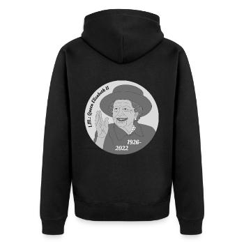 Tod Königin Elizabeth II - Unisex Premium Bio Zip Hoodie - Schwarz - Hinten - Nico (187cm)