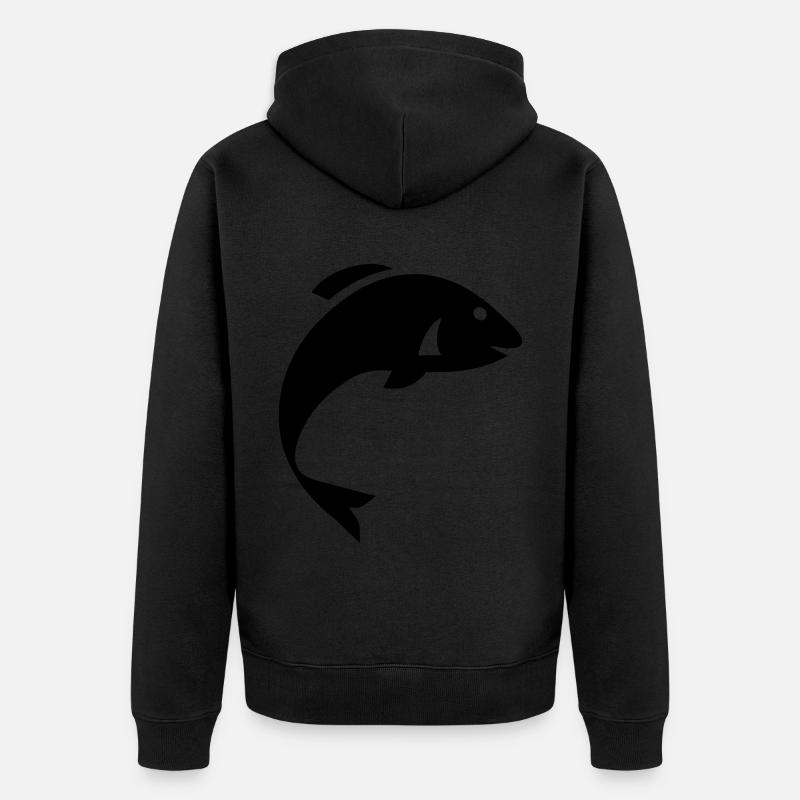 Fisch Symbol - Unisex Premium Bio Zip Hoodie - Schwarz