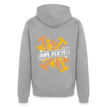 Mister Fix it he can repair everything, craftsmen - Unisex Premium Organic Zip Hoodie - heather grey - Back - Nico (187cm)