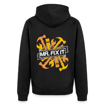 Mister Fix it he can repair everything, craftsmen - Unisex Premium Organic Zip Hoodie - black - Back - Nico (187cm)