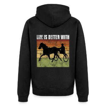 Life is better with Harness Racing Trotting Trot - Unisex Premium Organic Zip Hoodie - black - Back - Nico (187cm)
