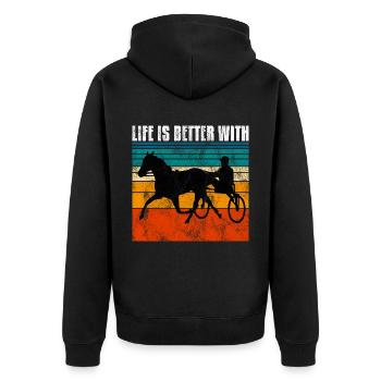 Life is better with Harness Racing Trotting Trot - Unisex Premium Organic Zip Hoodie - black - Back - Nico (187cm)