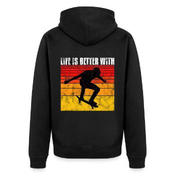 La vie est meilleure sur mon skateboard skate skateboarder - Veste à capuche bio Premium Unisexe - noir - Dos - Nico (187cm)