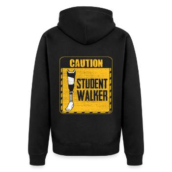 Attention Student Walker - Prosthetic leg - Unisex Premium Organic Zip Hoodie - black - Back - Nico (187cm)