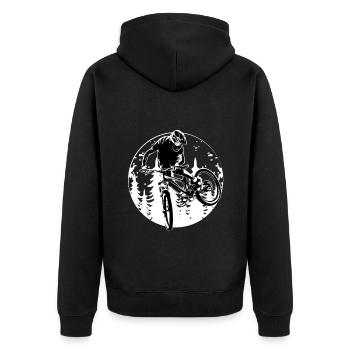 1 07 - Unisex Premium Organic Zip Hoodie - black - Back - Nico (187cm)