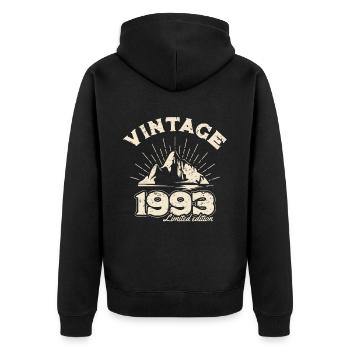 BC 1993 Vintage Limited Edition - Unisex Premium Bio Zip Hoodie - Schwarz - Hinten - Nico (187cm)