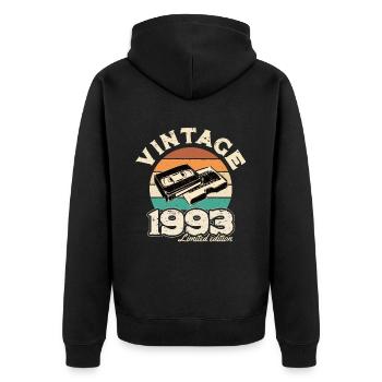 1993 Retro sunset videotape - Unisex Premium Organic Zip Hoodie - black - Back - Nico (187cm)