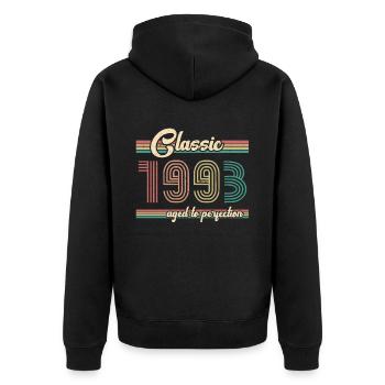 ST 1993 Classique vieillie à la perfection - Veste à capuche bio Premium Unisexe - noir - Dos - Nico (187cm)