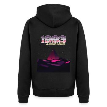 SW 1993 Pyramide Limited Edition - Unisex Premium Bio Zip Hoodie - Schwarz - Hinten - Nico (187cm)