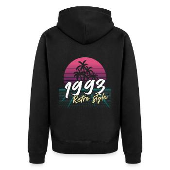 SW 1993 retro style - Unisex Premium Organic Zip Hoodie - black - Back - Nico (187cm)
