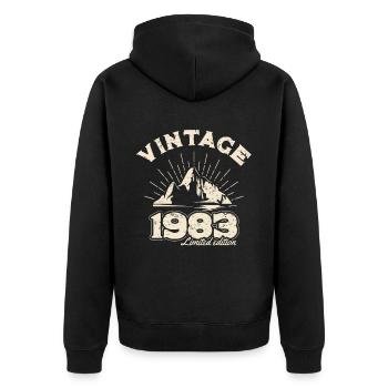 BC 1983 Vintage Limited Edition - Unisex Premium Bio Zip Hoodie - Schwarz - Hinten - Nico (187cm)