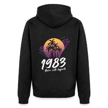 SW 1983 né dans la légende - Veste à capuche bio Premium Unisexe - noir - Dos - Nico (187cm)