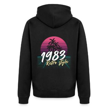 SW 1983 retro style - Unisex Premium Organic Zip Hoodie - black - Back - Nico (187cm)