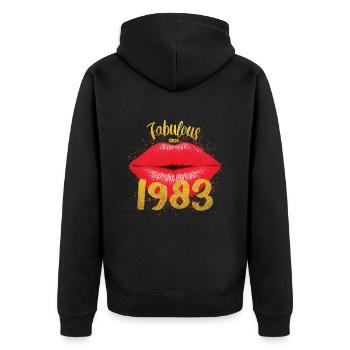 Fabulous since 1983 - Unisex Premium Organic Zip Hoodie - black - Back - Nico (187cm)
