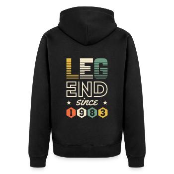 Legend since 1983 - Unisex Premium Organic Zip Hoodie - black - Back - Nico (187cm)