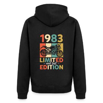 1983 - Limited and fast edition - Unisex Premium Organic Zip Hoodie - black - Back - Nico (187cm)