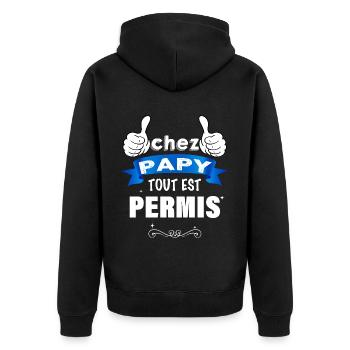Chez papy tout est permis Humour - Veste à capuche bio Premium Unisexe - noir - Dos - Nico (187cm)