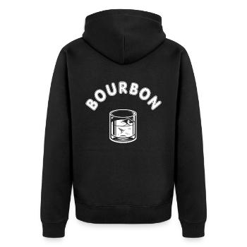 Bourbon Whisky Alkohol - Unisex Premium Bio Zip Hoodie - Schwarz - Hinten - Nico (187cm)