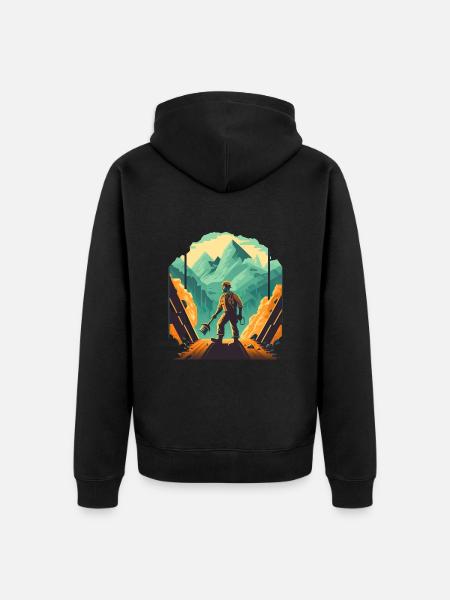 Retro Minenarbeiter mit Schaufel - Unisex Premium Bio Zip Hoodie - Schwarz
