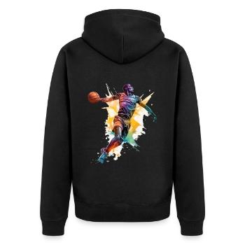 Basketball Basketball Player Sport Splash Colorful - Unisex Premium Organic Zip Hoodie - black - Back - Nico (187cm)