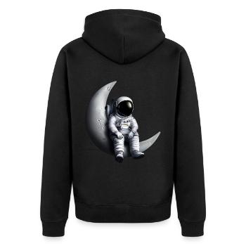 Astronaut in the crescent moon - Unisex Premium Organic Zip Hoodie - black - Back - Nico (187cm)