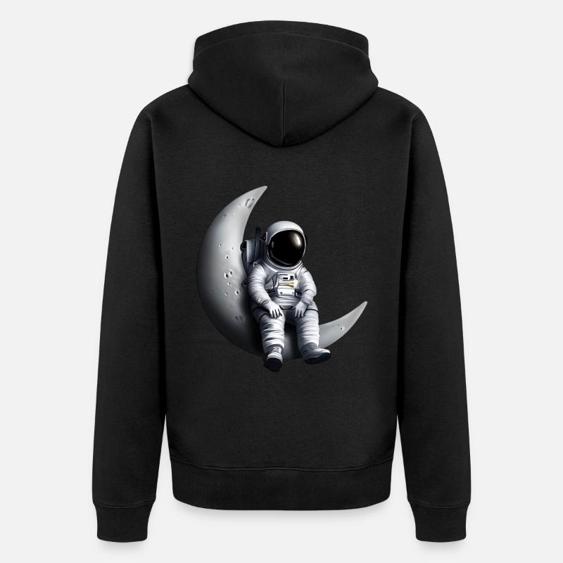 Astronaute en croissant de lune - Veste à capuche bio Premium Unisexe - noir