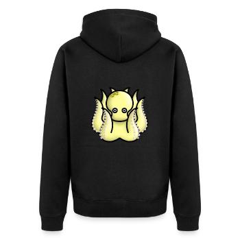 kleiner gelber Oktopus - Unisex Premium Bio Zip Hoodie - Schwarz - Hinten - Nico (187cm)
