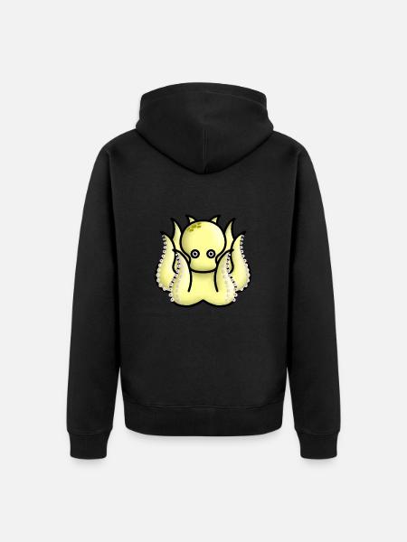 kleiner gelber Oktopus - Unisex Premium Bio Zip Hoodie - Schwarz