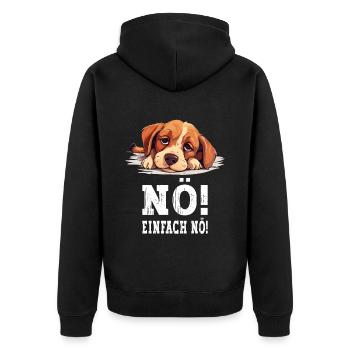 Nö Einfach Nö No Nein Hund Hündchen Lustig Spruch - Unisex Premium Bio Zip Hoodie - Schwarz - Hinten - Nico (187cm)
