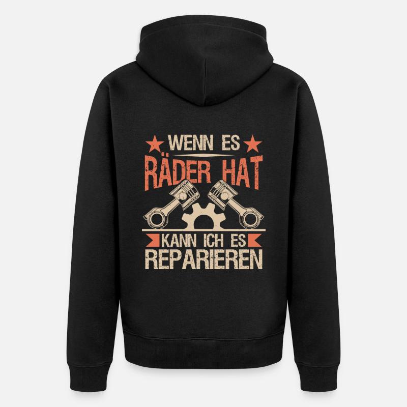 Autoschrauber Geschenke Mechaniker KFZ - Unisex Premium Bio Zip Hoodie - Schwarz