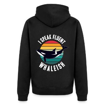 Wale beobachten - Unisex Premium Bio Zip Hoodie - Schwarz - Hinten - Nico (187cm)