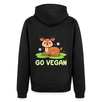 Deer design for proud vegans - Unisex Premium Organic Zip Hoodie - black - Back - Nico (187cm)