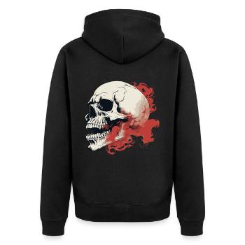 japanisch Damon art face Skull devil oni harajuku - Unisex Premium Bio Zip Hoodie - Schwarz - Hinten - Nico (187cm)