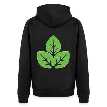 Nature green Leaves design for proud vegans - Unisex Premium Organic Zip Hoodie - black - Back - Nico (187cm)