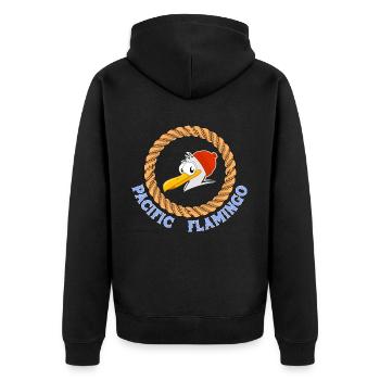 Pacific Flamingo lustiges Möwen Design für Segler - Unisex Premium Bio Zip Hoodie - Schwarz - Hinten - Nico (187cm)