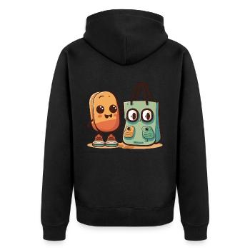 Die Strandfreunde - Unisex Premium Bio Zip Hoodie - Schwarz - Hinten - Nico (187cm)
