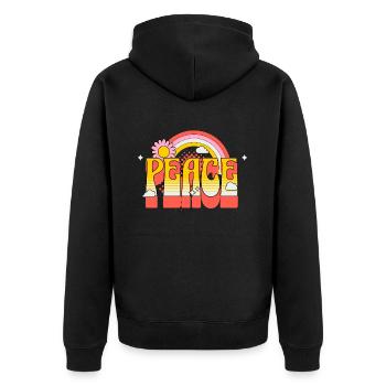 Peace Peace Colorful Rainbow Flower Against War - Unisex Premium Organic Zip Hoodie - black - Back - Nico (187cm)