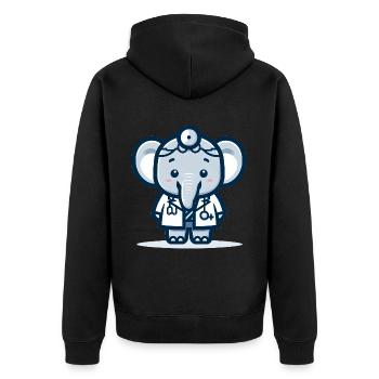 Médecin éléphant mignon - Veste à capuche bio Premium Unisexe - noir - Dos - Nico (187cm)
