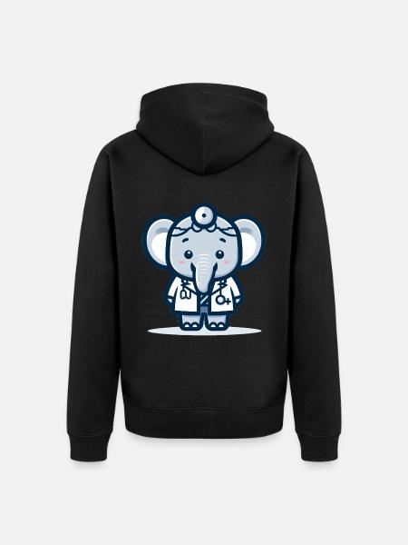 Cute Elephant Doctor - Unisex Premium Organic Zip Hoodie - black