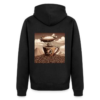 Coffee Mountain Flying - Unisex Premium Organic Zip Hoodie - black - Back - Nico (187cm)
