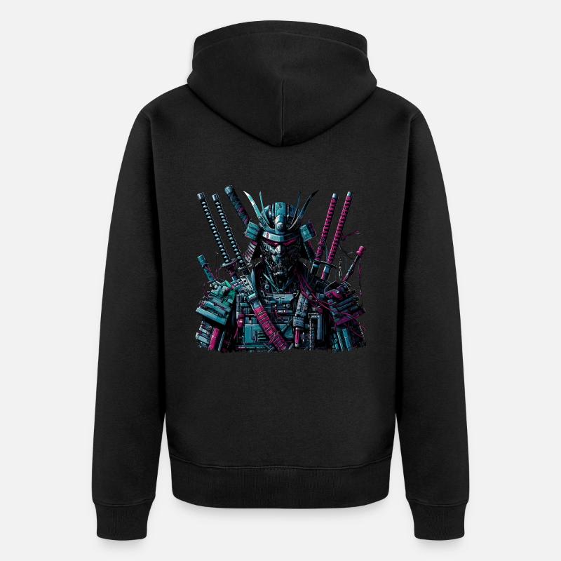Cyborg Samurai - Unisex Premium Bio Zip Hoodie - Schwarz